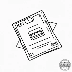 Tattoo sketch a "game saved" icon with a flop... - эскиз тату (№1752310638_0, 12.07.2025 08:57) — tattoo-photo.ru