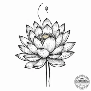 Tattoo sketch a lotus flower with two buds gr... - эскиз тату (№1752311480_0, 12.07.2025 09:11) — tattoo-photo.ru