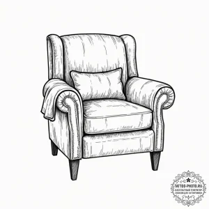 Tattoo sketch a comfortable armchair with a b... - эскиз тату (№1752311647_0, 12.07.2025 09:14) — tattoo-photo.ru