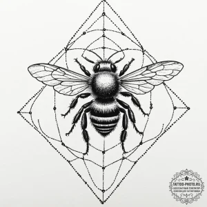 Tattoo design a small, intricate bee, symboli... - эскиз тату (№1752311814_0, 12.07.2025 09:16) — tattoo-photo.ru