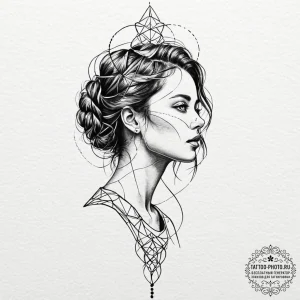 Tattoo sketch a person's silhouette merging w... - эскиз тату (№1752313239_0, 12.07.2025 09:40) — tattoo-photo.ru