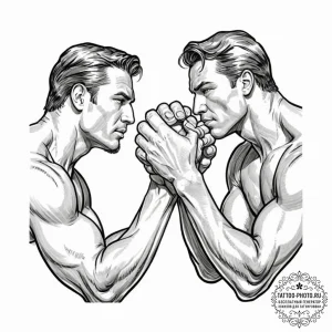 Tattoo sketch a strong, muscular arm wrestlin... - эскиз тату (№1752314158_0, 12.07.2025 09:55) — tattoo-photo.ru