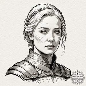 A neo-traditional tattoo of brienne of tarth,... - эскиз тату (№1752314491_0, 12.07.2025 10:01) — tattoo-photo.ru