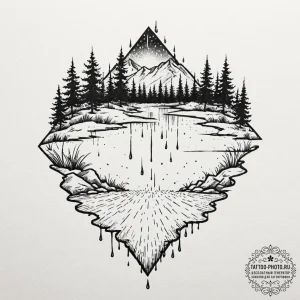 A shot of rain hitting a puddle in slow motio... - эскиз тату (№1752314906_0, 12.07.2025 10:08) — tattoo-photo.ru