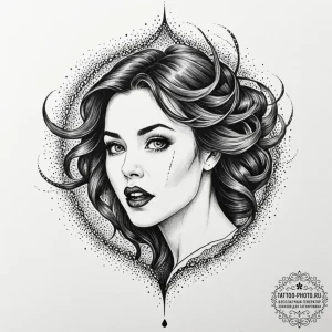 A sketch of a banshee, her scream visualized... - эскиз тату (№1752315243_0, 12.07.2025 10:14) — tattoo-photo.ru