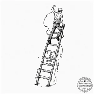 Tattoo sketch a human figure climbing a ladde... - эскиз тату (№1752316666_0, 12.07.2025 10:37) — tattoo-photo.ru