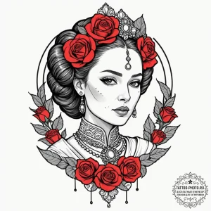 50. a sketch of queen amidala in her royal at... - эскиз тату (№1752317085_0, 12.07.2025 10:44) — tattoo-photo.ru