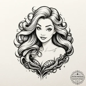 A neo-traditional tattoo of ursula from the l... - эскиз тату (№1752318086_0, 12.07.2025 11:01) — tattoo-photo.ru