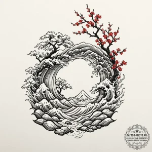 Tattoo sketch a tree growing out of rock, sym... - эскиз тату (№1752318667_0, 12.07.2025 11:11) — tattoo-photo.ru