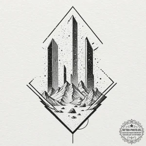 A minimalist linework tattoo of the monolith... - эскиз тату (№1752319522_0, 12.07.2025 11:25) — tattoo-photo.ru