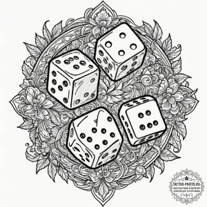 Dice, tattoo line art, black outline only, pu... - эскиз тату (№1752320499_0, 12.07.2025 11:41) — tattoo-photo.ru