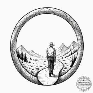 Tattoo sketch a stylized human silhouette wal... - эскиз тату (№1752320802_0, 12.07.2025 11:46) — tattoo-photo.ru