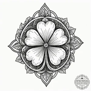 Tattoo design a single, perfect clover, its l... - эскиз тату (№1752321115_0, 12.07.2025 11:51) — tattoo-photo.ru