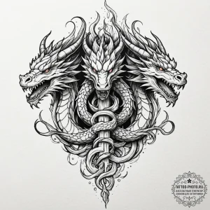 A powerful blackwork tattoo of the zmei goryn... - эскиз тату (№1752331320_0, 12.07.2025 14:42) — tattoo-photo.ru