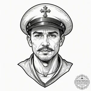 Tattoo design a strong, battle-hardened face,... - эскиз тату (№1752331488_0, 12.07.2025 14:44) — tattoo-photo.ru
