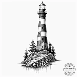 Tattoo design a mushroom that is also a light... - эскиз тату (№1752332244_0, 12.07.2025 14:57) — tattoo-photo.ru