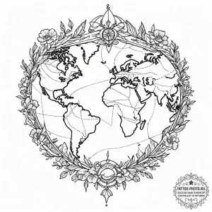 Tattoo design a map of the world, but the con... - эскиз тату (№1752333164_0, 12.07.2025 15:12) — tattoo-photo.ru