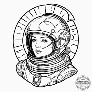 Tattoo design a spacesuit helmet, its visor r... - эскиз тату (№1752333249_0, 12.07.2025 15:14) — tattoo-photo.ru