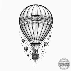 Tattoo design a small, cartoonish hot air bal... - эскиз тату (№1752333331_0, 12.07.2025 15:15) — tattoo-photo.ru