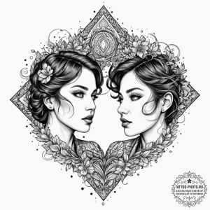Tattoo design a blend of colors symbolizing t... - эскиз тату (№1752333920_0, 12.07.2025 15:25) — tattoo-photo.ru