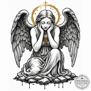 Tattoo sketch an ancient, stone statue of a w... - эскиз тату (№1752336001_0, 12.07.2025 16:00) — tattoo-photo.ru