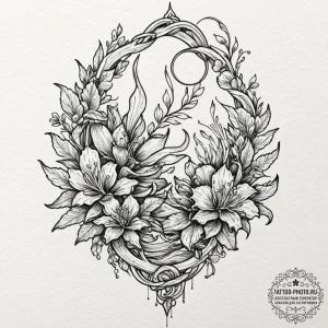 Tattoo design a carnivorous plant, like a ven... - эскиз тату (№1752337452_0, 12.07.2025 16:24) — tattoo-photo.ru