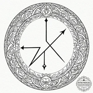 59. tattoo design: a "mir" rune integrated in... - эскиз тату (№1752337881_0, 12.07.2025 16:31) — tattoo-photo.ru
