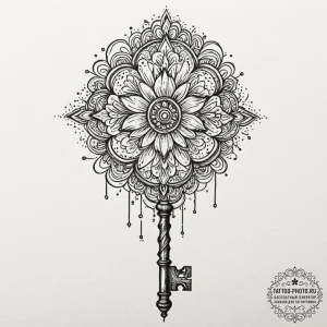Tattoo design a beautiful, intricate key, but... - эскиз тату (№1752338646_0, 12.07.2025 16:44) — tattoo-photo.ru