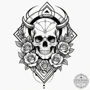 Tattoo sketch a neo-traditional zodiac animal... - эскиз тату (№1752339329_0, 12.07.2025 16:55) — tattoo-photo.ru
