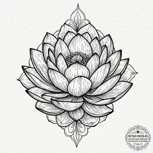 Tattoo sketch a lotus flower made of folded p... - эскиз тату (№1752340764_0, 12.07.2025 17:19) — tattoo-photo.ru