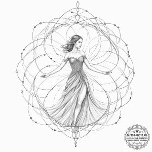 Tattoo sketch, space-time seamstress, a grace... - эскиз тату (№1752341594_0, 12.07.2025 17:33) — tattoo-photo.ru