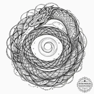 Tattoo sketch, serpent of quantum wisdom, a s... - эскиз тату (№1752342852_0, 12.07.2025 17:54) — tattoo-photo.ru
