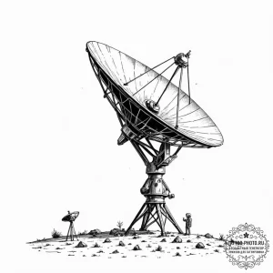 Tattoo sketch, solitary satellite dish, recei... - эскиз тату (№1752343104_0, 12.07.2025 17:58) — tattoo-photo.ru