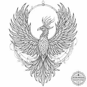 Tattoo sketch, stained glass phoenix, light o... - эскиз тату (№1752343358_0, 12.07.2025 18:02) — tattoo-photo.ru