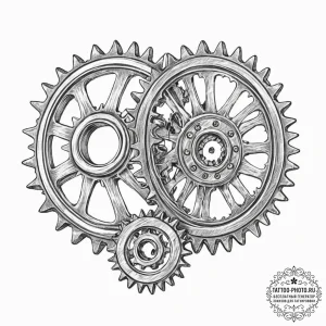 Tattoo sketch, synchronicity gears, two perfe... - эскиз тату (№1752343443_0, 12.07.2025 18:04) — tattoo-photo.ru