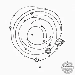 Tattoo sketch, solar system mobile, abstract... - эскиз тату (№1752343864_0, 12.07.2025 18:11) — tattoo-photo.ru