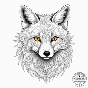 Tattoo sketch, silver fox, digital fur, a sle... - эскиз тату (№1752343949_0, 12.07.2025 18:12) — tattoo-photo.ru