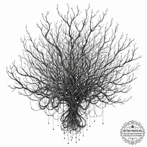 Tattoo sketch, thriving data thicket, a dense... - эскиз тату (№1752344370_0, 12.07.2025 18:19) — tattoo-photo.ru