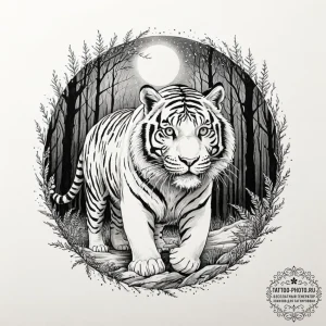 Tattoo sketch, twilight tiger, spectral strip... - эскиз тату (№1752344787_0, 12.07.2025 18:26) — tattoo-photo.ru