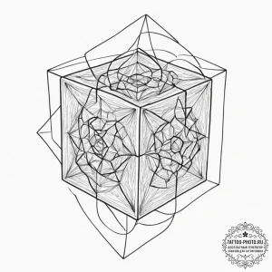 Tattoo sketch, tesseract of thought, a comple... - эскиз тату (№1752345969_0, 12.07.2025 18:46) — tattoo-photo.ru