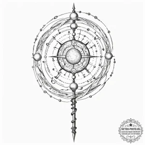 Tattoo sketch, transcended traveler's staff,... - эскиз тату (№1752346138_0, 12.07.2025 18:48) — tattoo-photo.ru