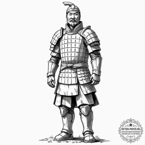 Tattoo sketch, terracotta warrior, digital au... - эскиз тату (№1752346475_0, 12.07.2025 18:54) — tattoo-photo.ru