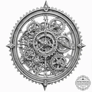 Tattoo sketch, transparent clock, inner worki... - эскиз тату (№1752346728_0, 12.07.2025 18:58) — tattoo-photo.ru