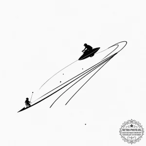 Tattoo sketch, tethered comet rider, a lone f... - эскиз тату (№1752346812_0, 12.07.2025 19:00) — tattoo-photo.ru