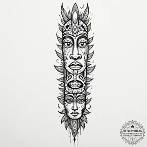 Tattoo sketch, thought-form totem pole, a sty... - эскиз тату (№1752346896_0, 12.07.2025 19:01) — tattoo-photo.ru