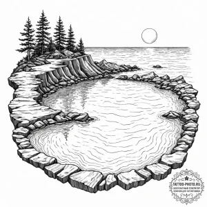 Tattoo sketch, tidal pool of time, a small, s... - эскиз тату (№1752346993_0, 12.07.2025 19:03) — tattoo-photo.ru