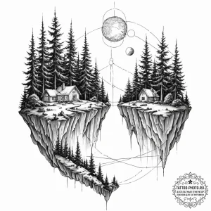 Tattoo sketch, two worlds, one thread, two di... - эскиз тату (№1752347824_0, 12.07.2025 19:17) — tattoo-photo.ru
