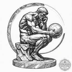 Tattoo sketch, the thinker (rodin), digital c... - эскиз тату (№1752347995_0, 12.07.2025 19:19) — tattoo-photo.ru