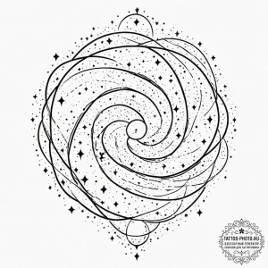 Tattoo sketch, unfurling universe scroll, an... - эскиз тату (№1752348331_0, 12.07.2025 19:25) — tattoo-photo.ru