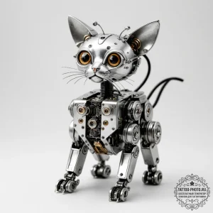 Tattoo sketch, upcycled robot pet, a small, c... - эскиз тату (№1752349520_0, 12.07.2025 19:45) — tattoo-photo.ru